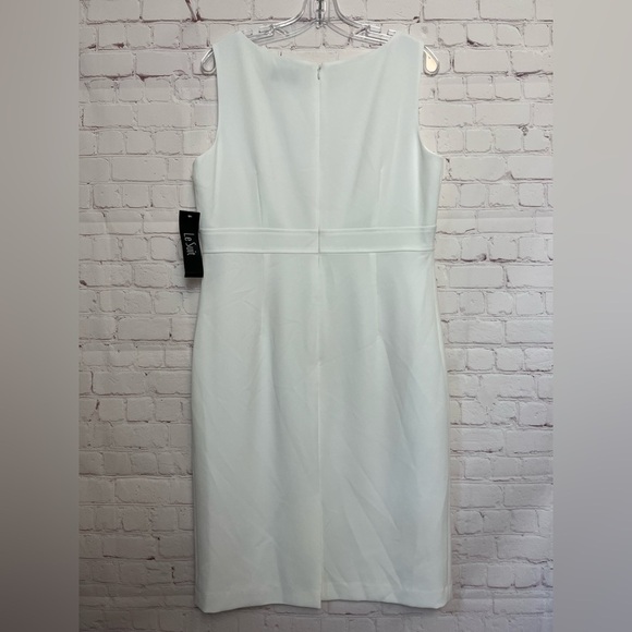 Le Suit Crepe Open Front Jacket & Crewneck Sheath Dress Suit - Picture 8 of 14